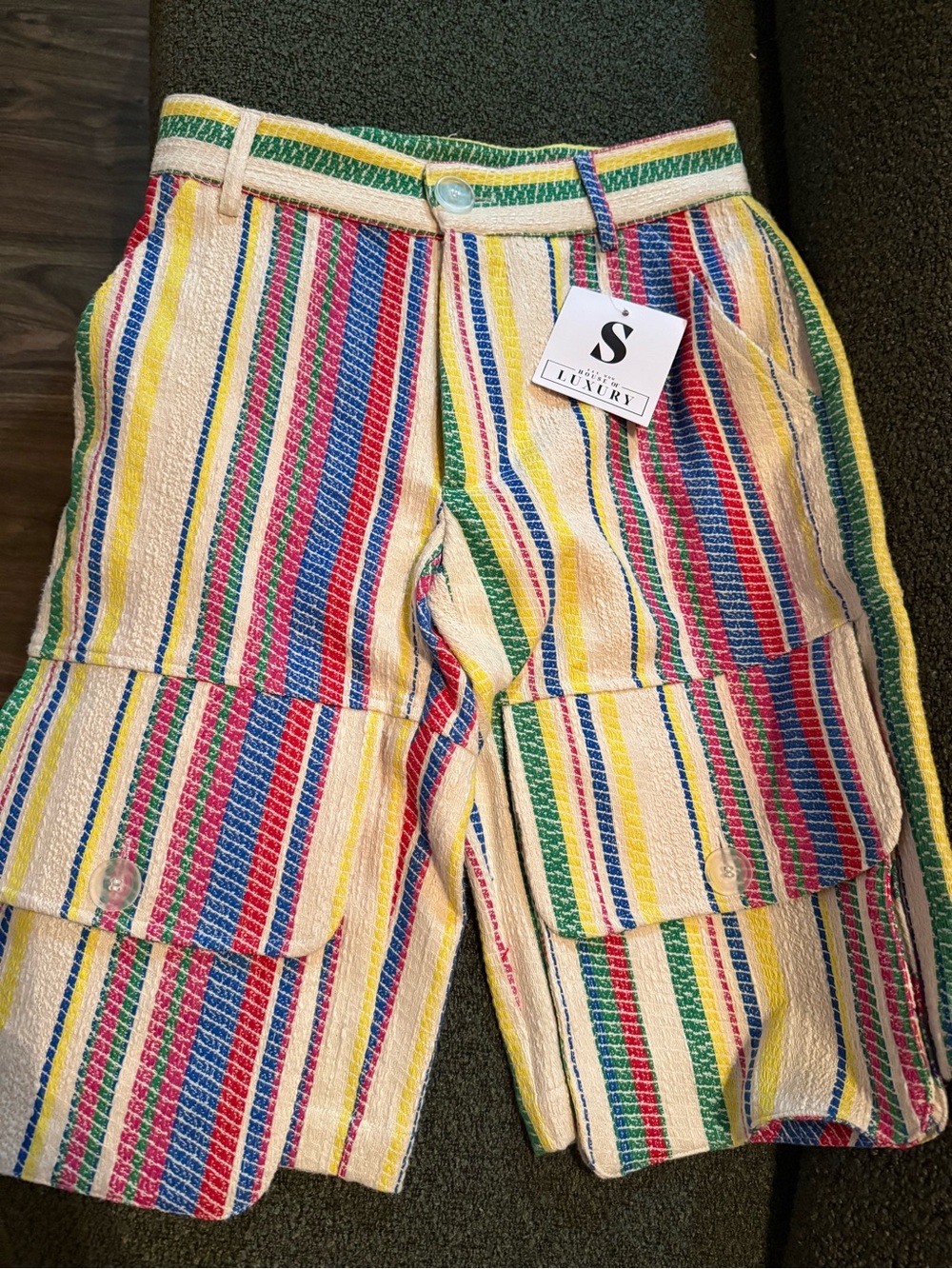GCDS- Striped Multicolor Cargo Shorts for Men